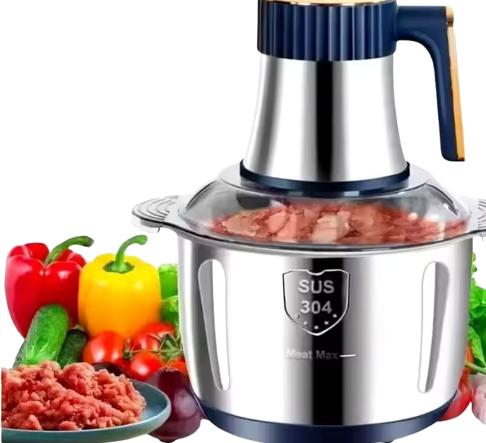 Hachoir à viande électrique 5 L multifonction : trancheuse et hachoir à légumes, robot culinaire en acier inoxydable 304, ustensile de cuisine